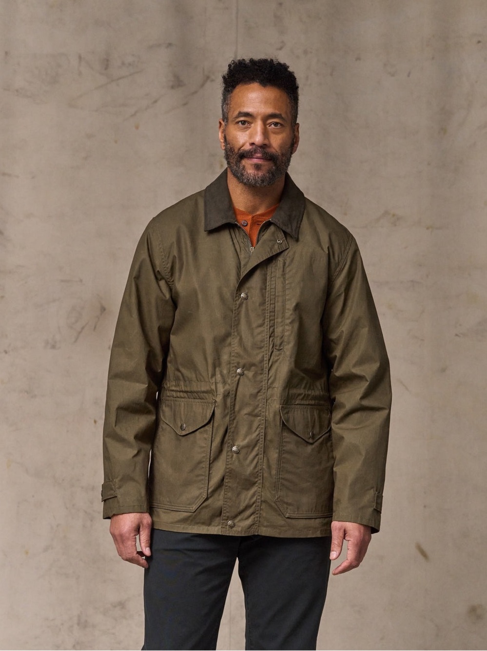 Filson Olive Field Jacket with Dark Collar